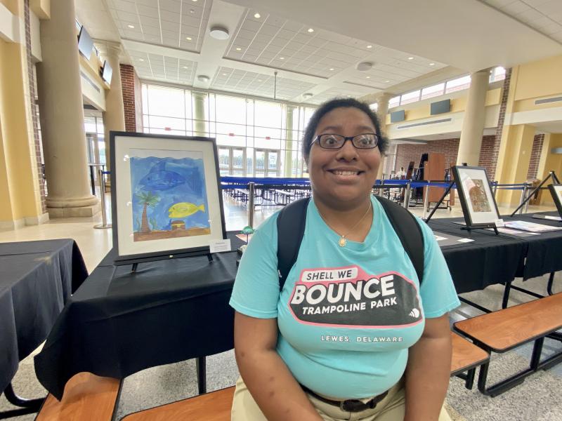 Student Dallanara Garcia shows off her projects.